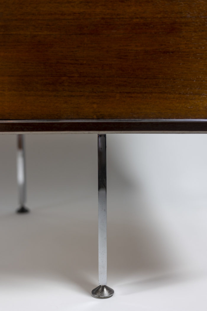 Desk in teak and chrome metal - base
