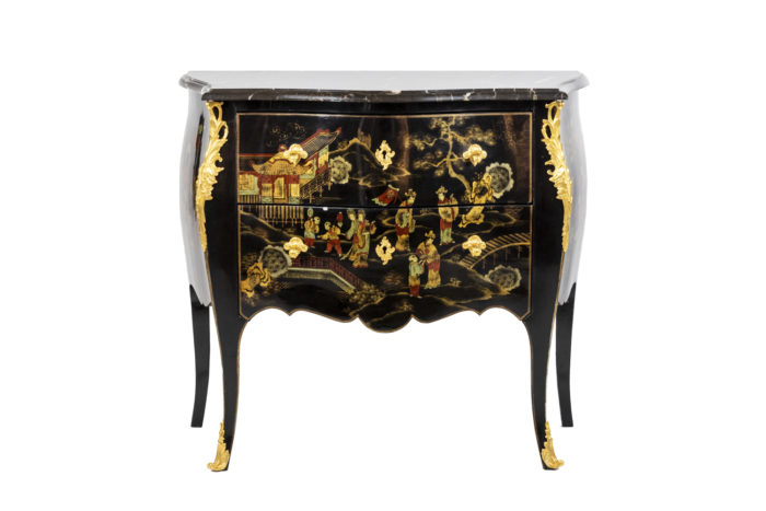 Chinese style lacquer chest of drawers - face