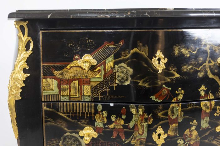 Chinese style lacquer chest of drawers - focus