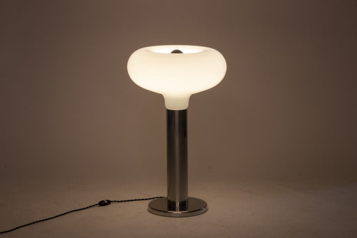 Lamp in aluminium and opaline - allumée bis