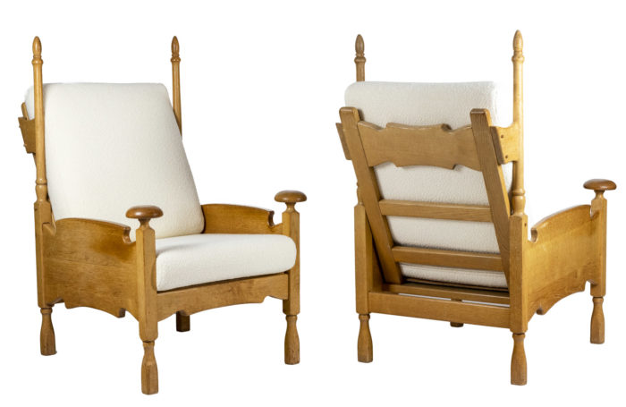 Pair of armchairs in oak, 1950s - la paire