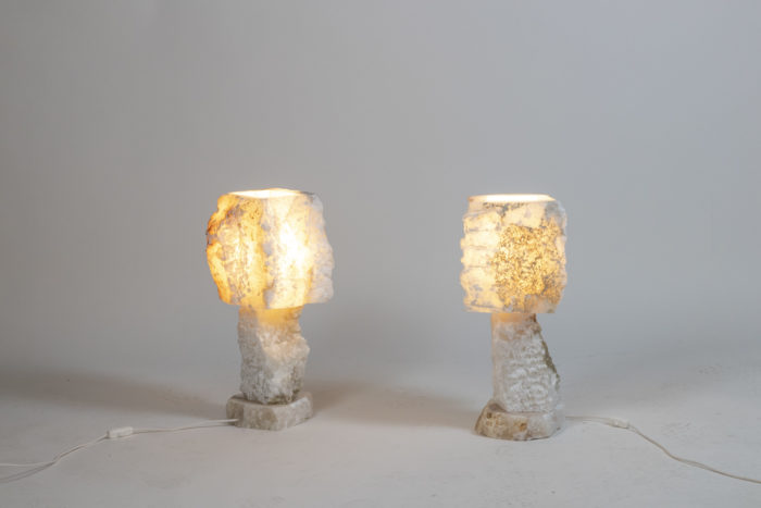 Pair of alabaster lamps, contemporary work - light