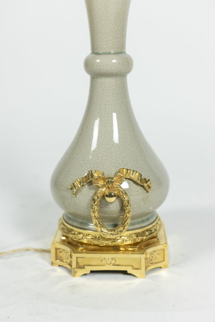 Lamp in bronze and celadon porcelain, circa 1880 - base in bronze