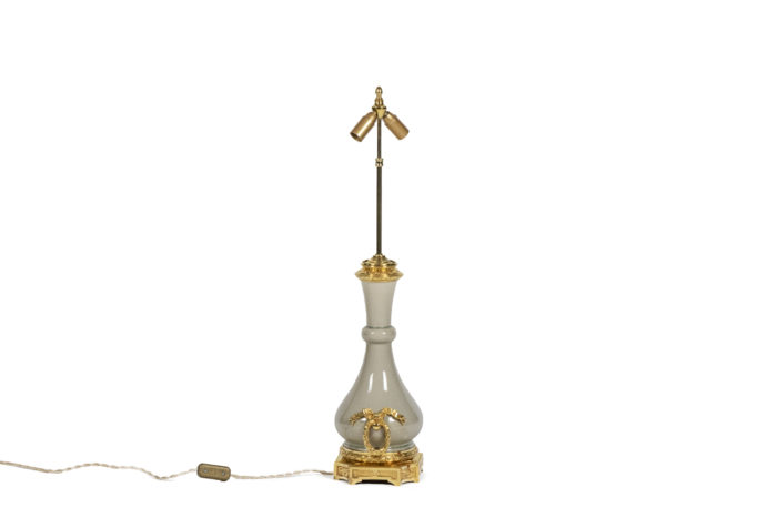 Lamp in bronze and celadon porcelain, circa 1880 - without lampshade
