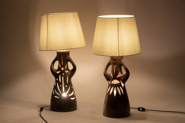 Bastian Le Pemp, Pair of lamps in terracotta, 1970s