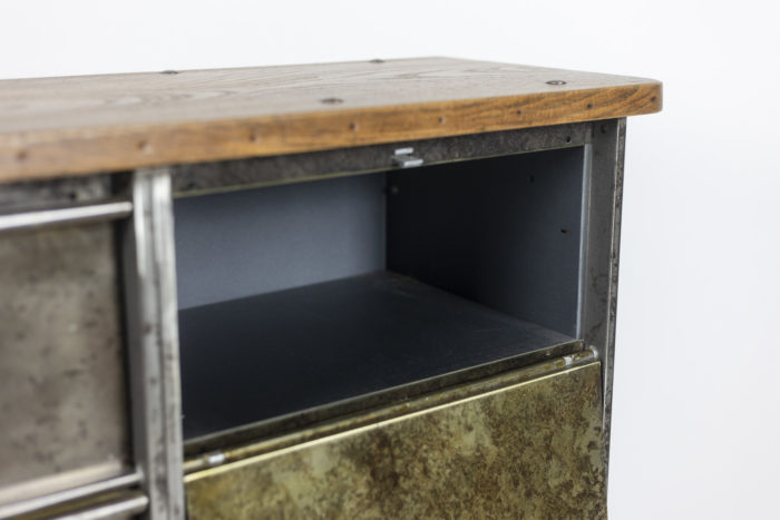 Clamshell File Cabinet in industrial style, 1950s - open
