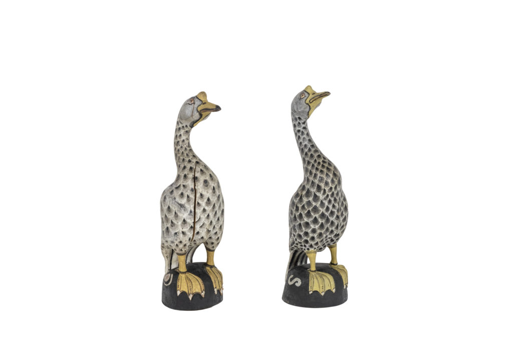 Ducks in carved and lacquered wood, 1950s