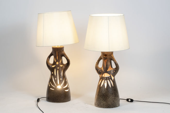 Bastian Le Pemp, Pair of lamps in terracotta, 1970s - lighted
