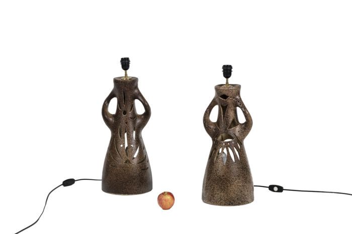Bastian Le Pemp, Pair of lamps in terracotta, 1970s - ladder