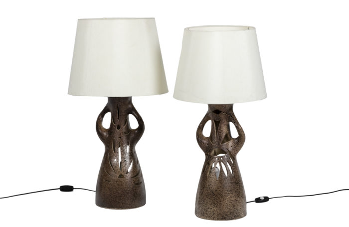 Bastian Le Pemp, Pair of lamps in terracotta, 1970s - both
