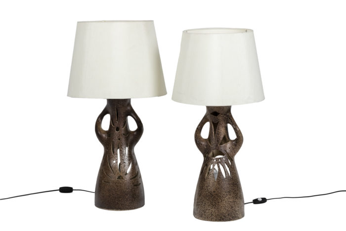 Bastian Le Pemp, Pair of lamps in terracotta, 1970s - both