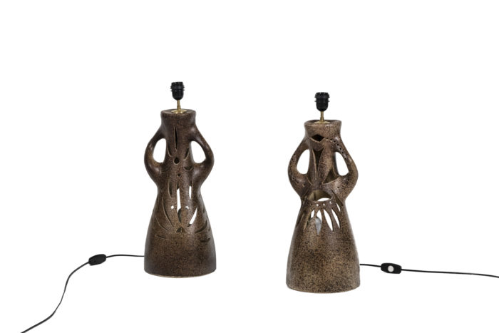 Bastian Le Pemp, Pair of lamps in terracotta, 1970s - without lampshade