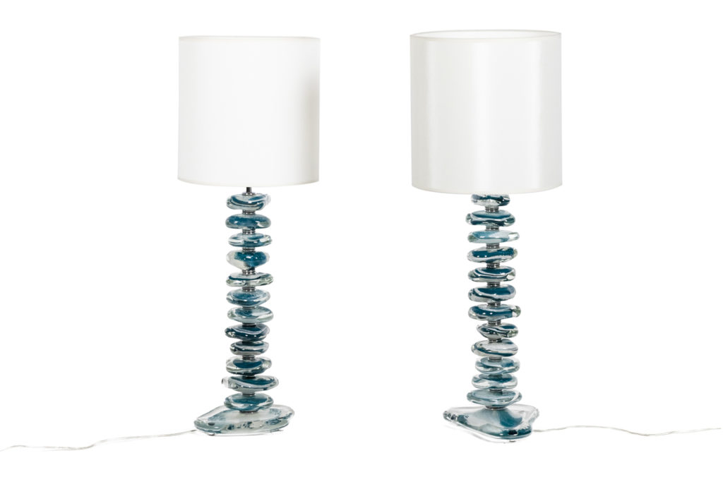 Paire de lampes en verre de Murano, travail contemporain