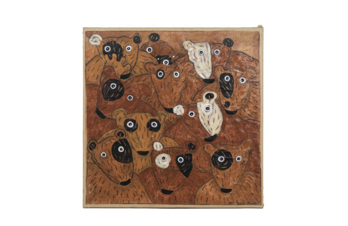 Hervé Maury, Painting depicting bears, contemporary work - face