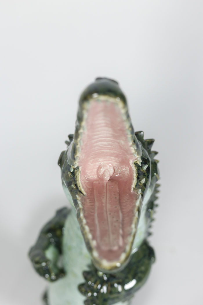 Valérie Courtet, Corcodile in ceramic, contemporary work - vue de la gueule ouverte