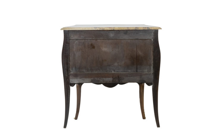 Commode sauteuse en laque, bronze et marbre - dos