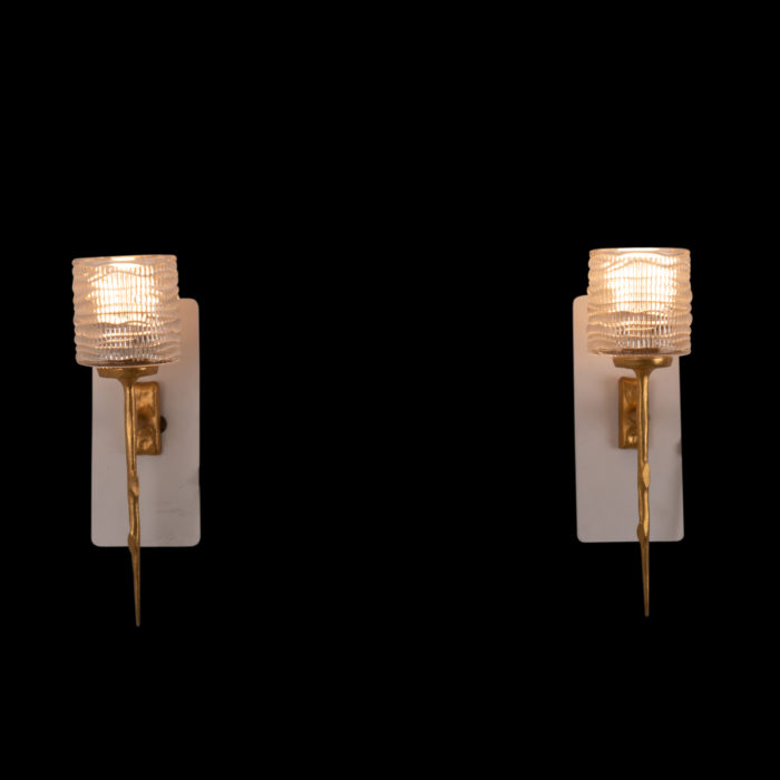 Félix Agostini, Pair of wall sconces, 20th century - both onto black bottom