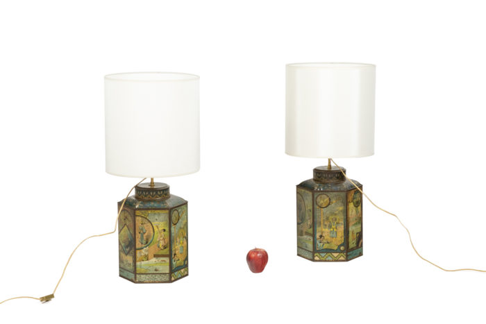 Pair of tea canisters mounted as a lamp, circa 1880 - ladder