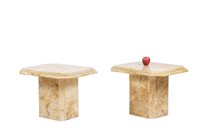 Pair of side tables in Sienna marble, 1970s - ladder