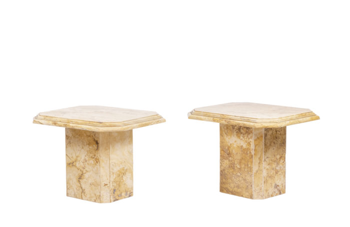Pair of side tables in Sienna marble, 1970s - la paire
