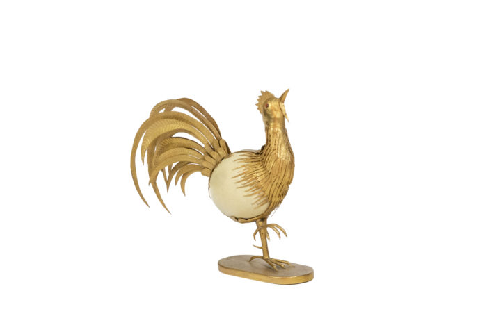 Rooster in ostrich egg and golden brass, 1970s - 3:4