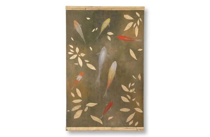 Painted canvas. Koi carp. Contemporary work