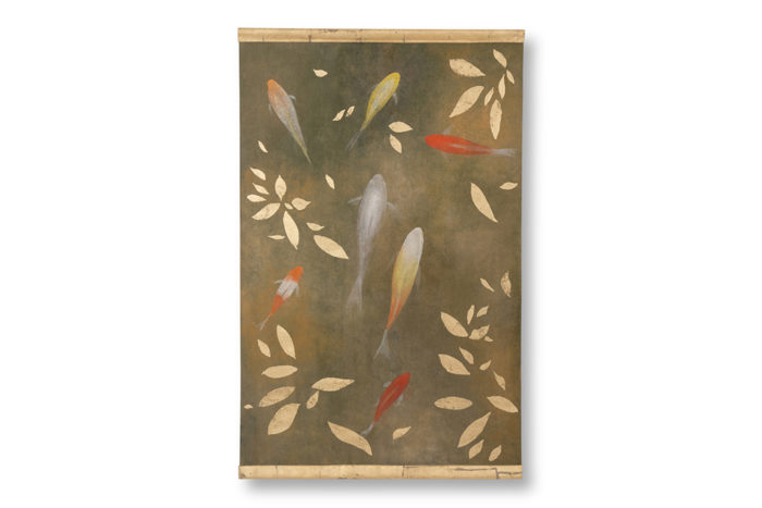 Painted canvas. Koi carp. Contemporary work