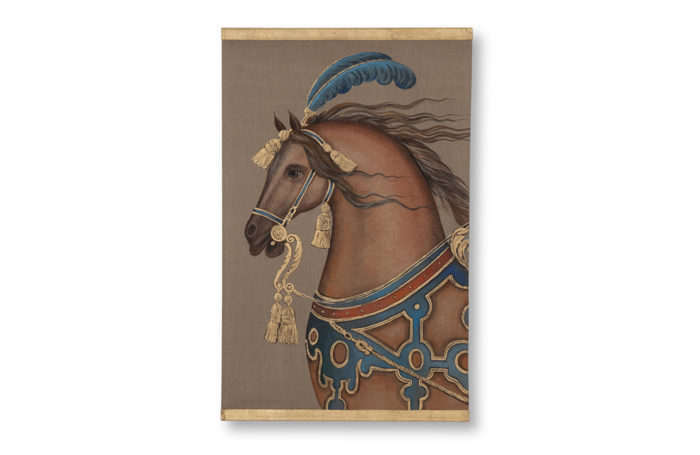 Painted canvas representing a horse. Contemporary work