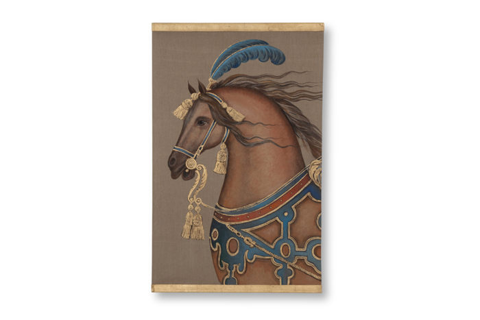 Painted canvas representing a horse. Contemporary work