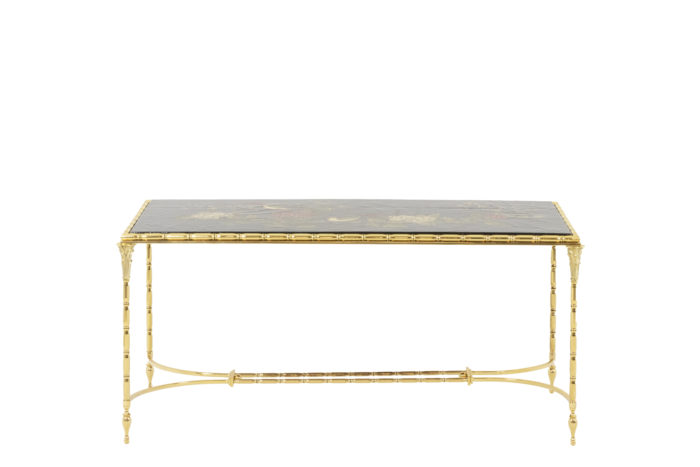 Maison Baguès, Coffee table in lacquer and bronze, 1950s  face