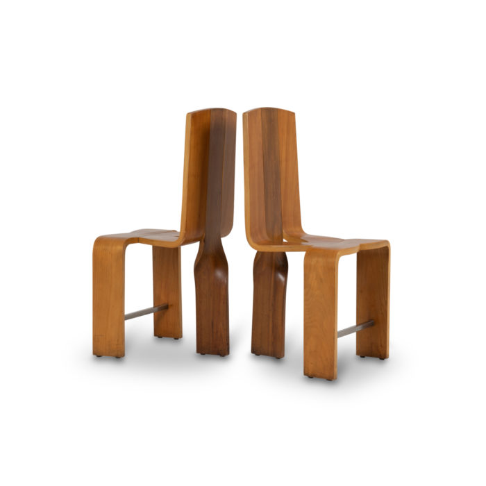 Series of eight chairs blond cherry wood, 1980s - staging