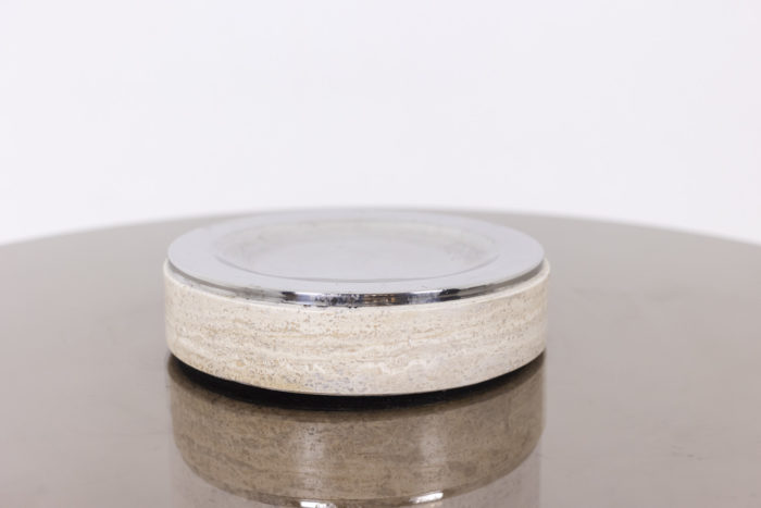 Coffee table in travertine and smoked glass, 1970s - focus