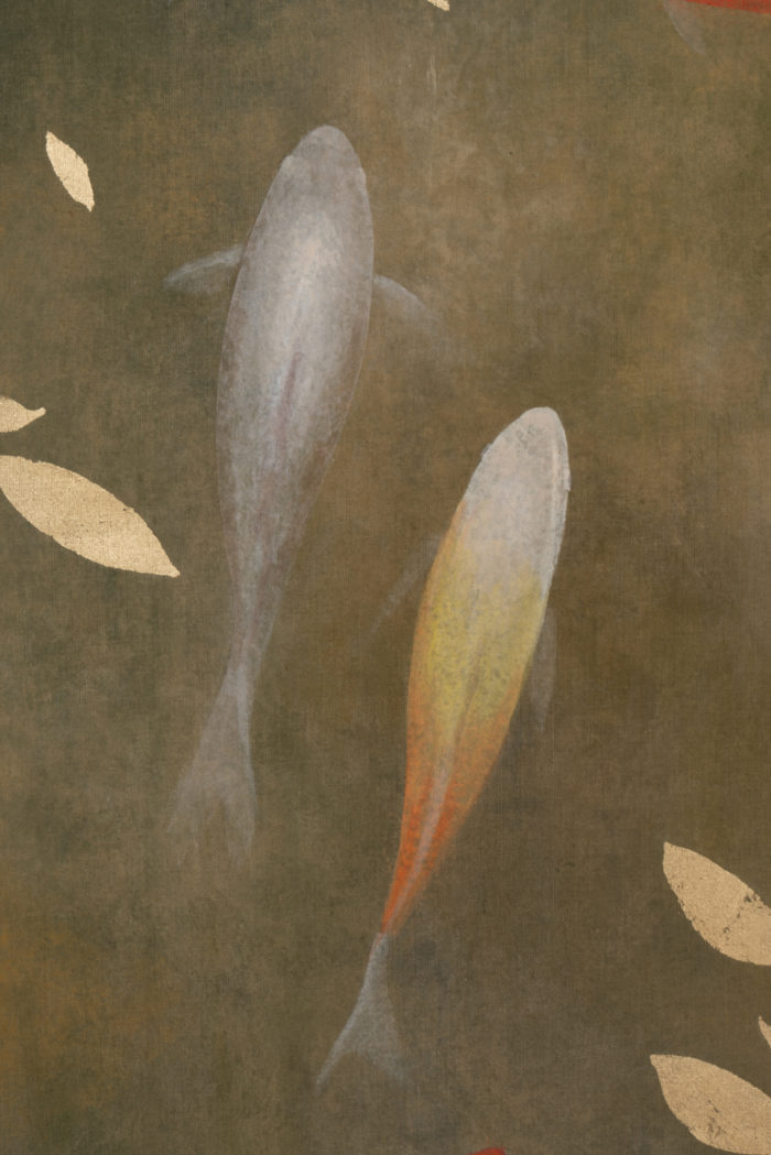 Painted canvas. Koi carp. Contemporary work - detail