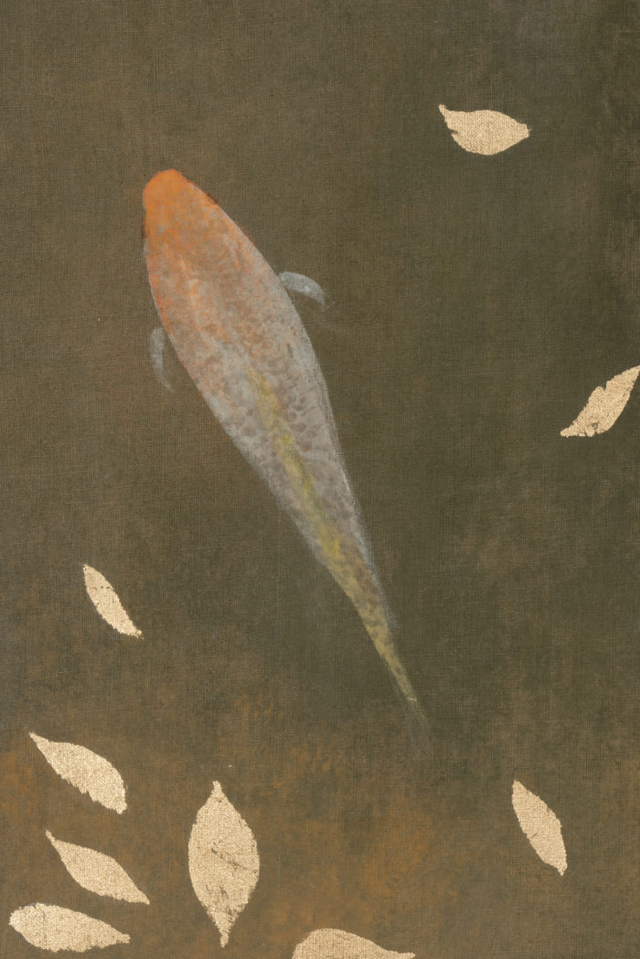 Painted canvas. Koi carp. Contemporary work - détail