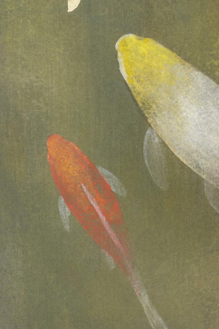 Painted canvas representing koi carp, contemporary work