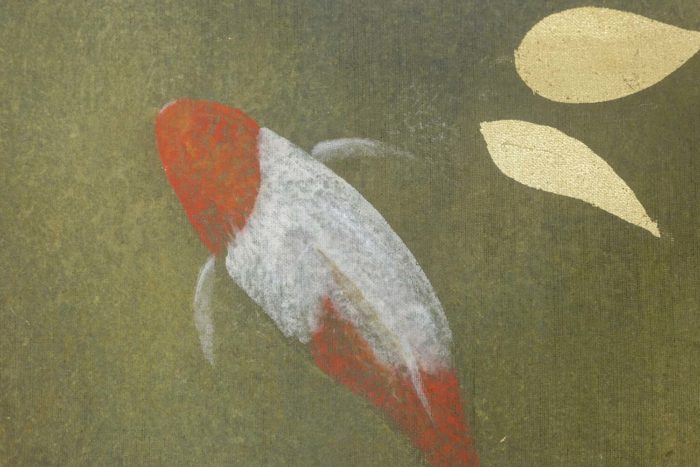 Painted canvas representing koi carp, contemporary work