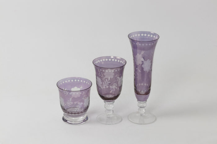 Bohemian crystal style glassware set, contemporary work - échantillon