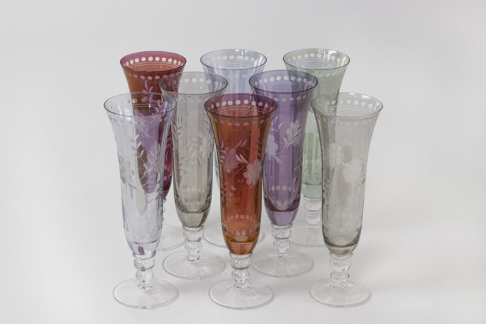 Bohemian crystal style glassware set, contemporary work - flûtes à champagne