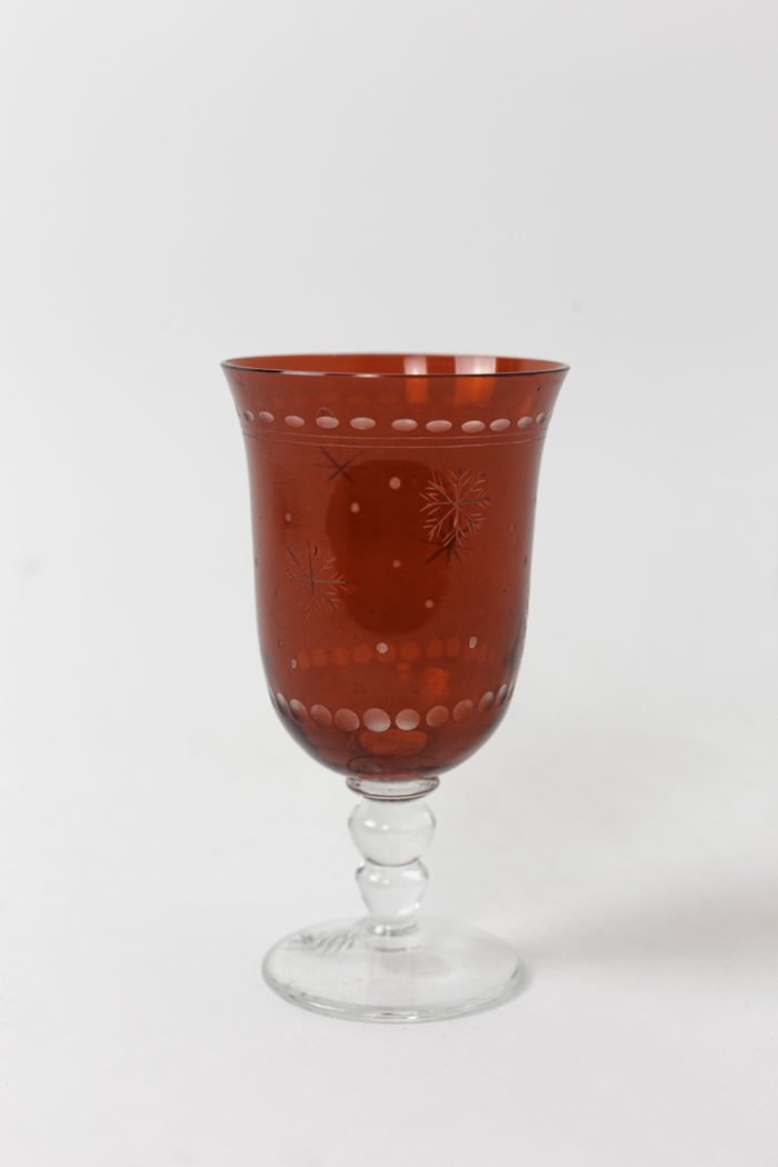 Bohemian crystal style glassware set, contemporary work - verre rouge face