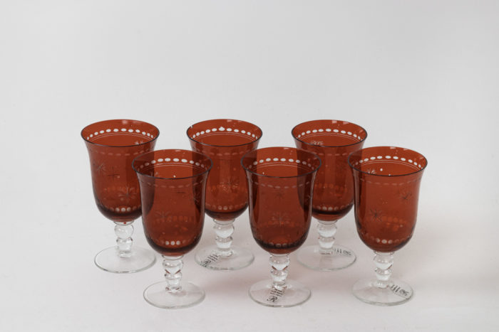 Bohemian crystal style glassware set, contemporary work - verres rouge