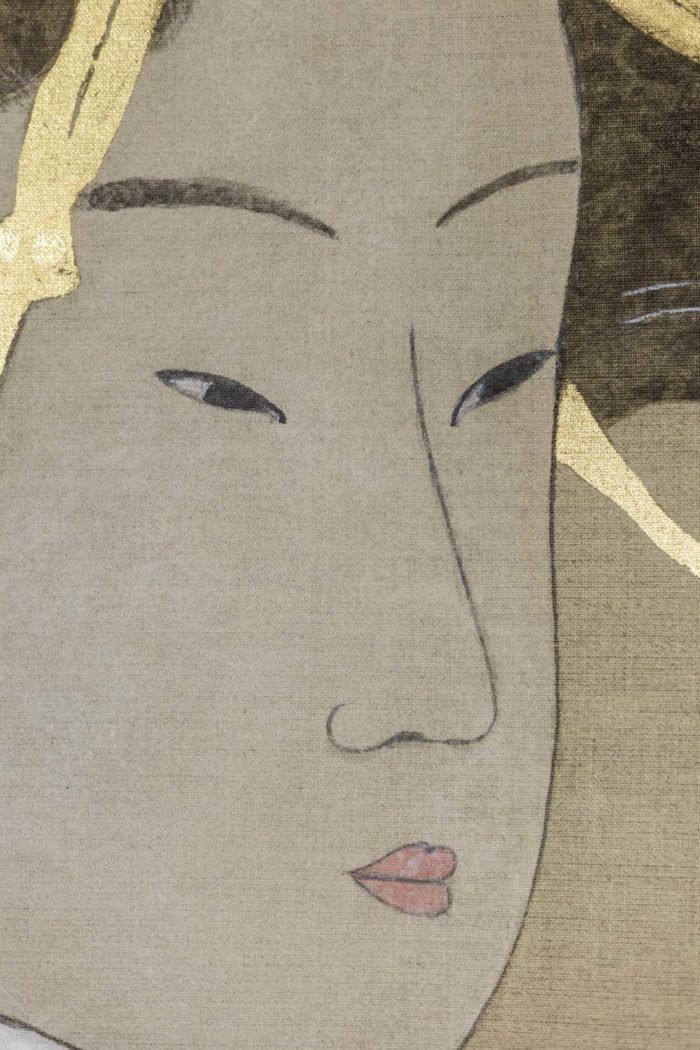 Painted canvas representing a geisha, contemporary work - face bis