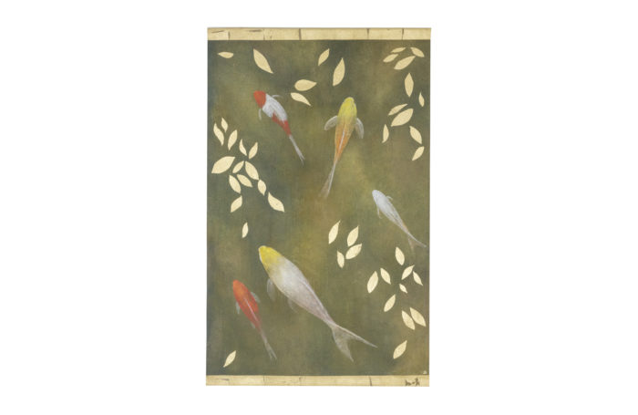 Painted canvas representing koi carp, contemporary work