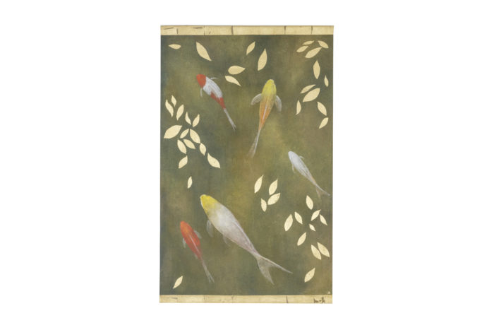 Painted canvas representing koi carp, contemporary work