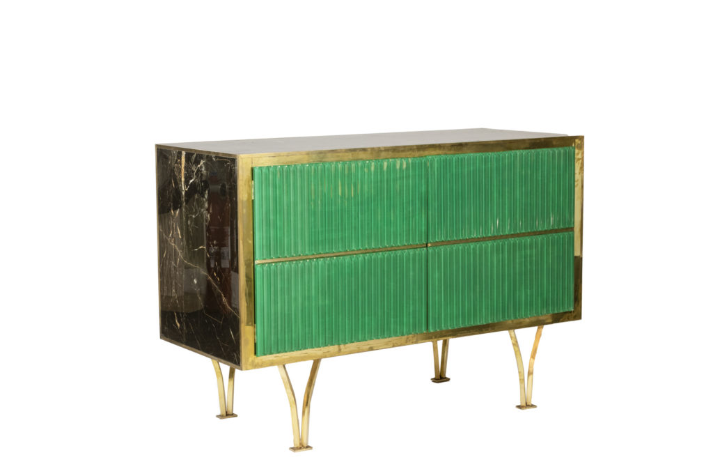 Glass and gilded brass sideboard, 1970s