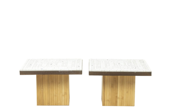 Pair of mosaic side tables, 1970s - both