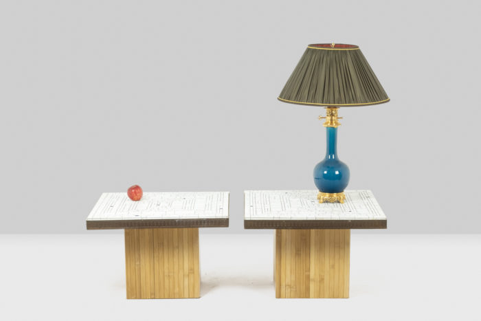Pair of mosaic side tables, 1970s - staging