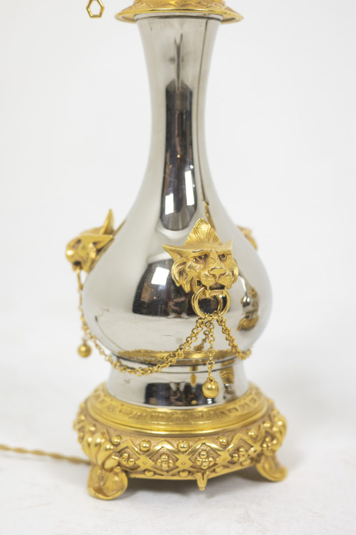 Paire de lampes Napoléon III - têtes de lion
