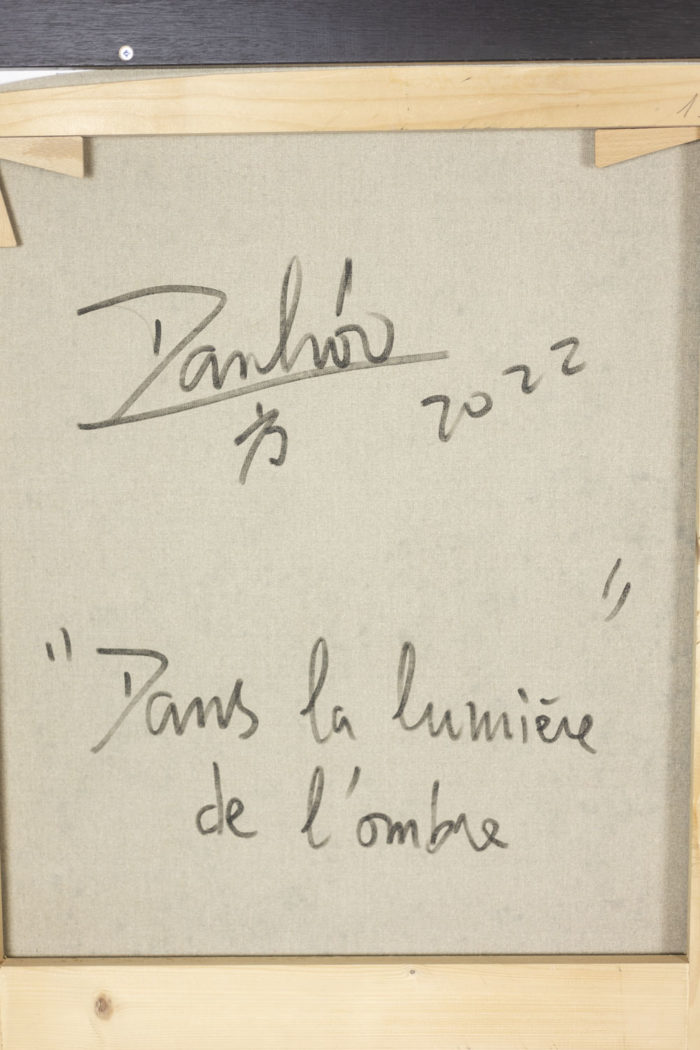 Dan Hôo, Acrylique sur toile Dans la lumière de l'ombre - titre et signature