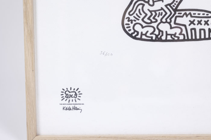 Sérigraphie de Keith Haring - signature de l'atelier
