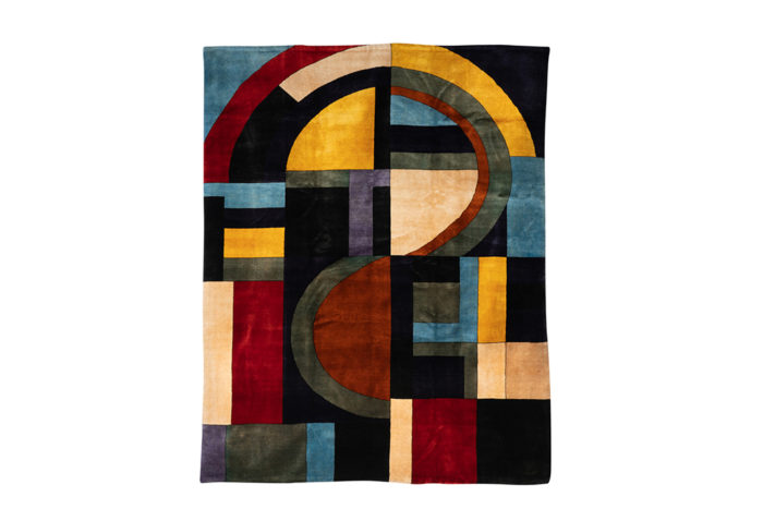 Rug, or tapestry, geometric and in wool. contemporary work - face